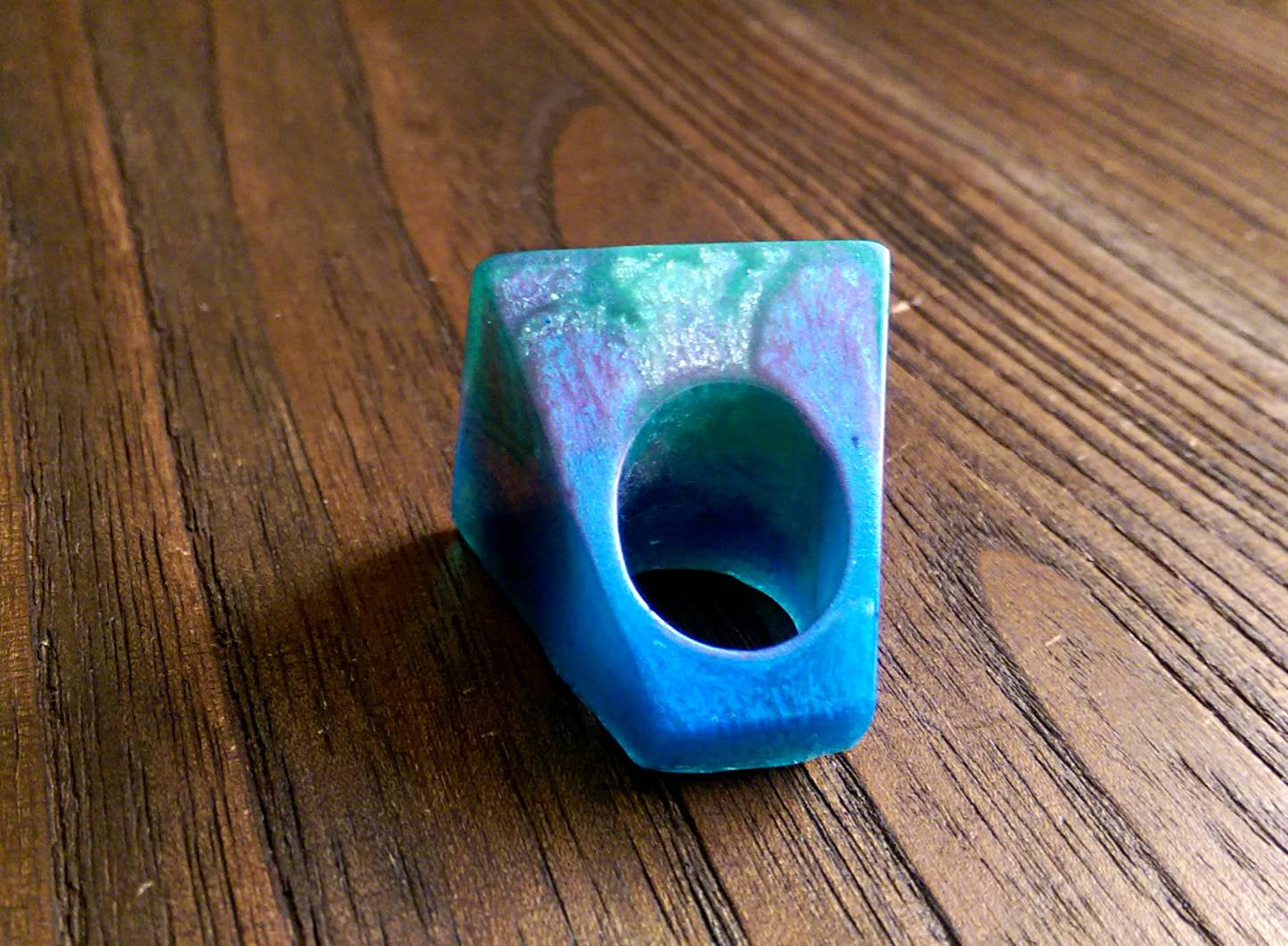 Statement Square Resin Ring, Handmade Size 7 US N AU Green Blue Silver Purple Mix Ring