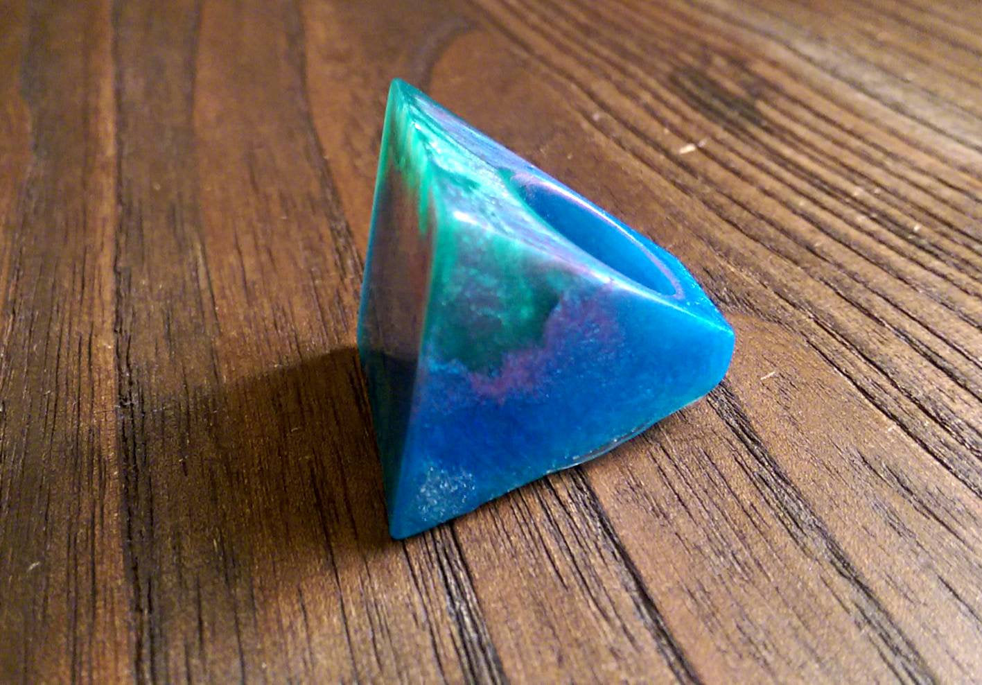 Statement Square Resin Ring, Handmade Size 7 US N AU Green Blue Silver Purple Mix Ring