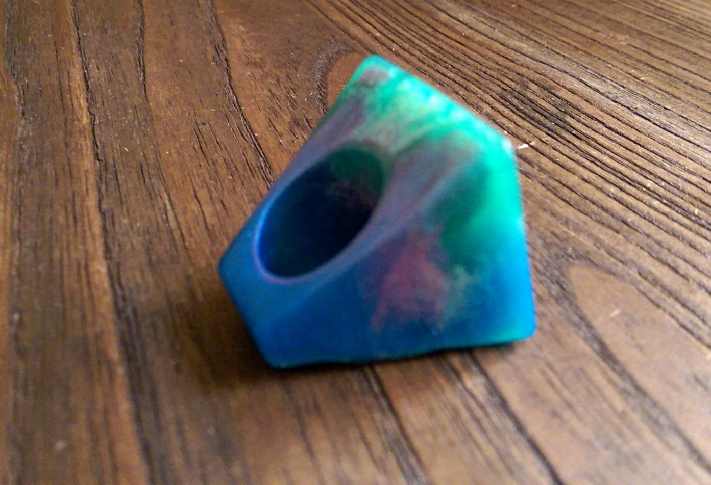 Statement Square Resin Ring, Handmade Size 7 US N AU Green Blue Silver Purple Mix Ring