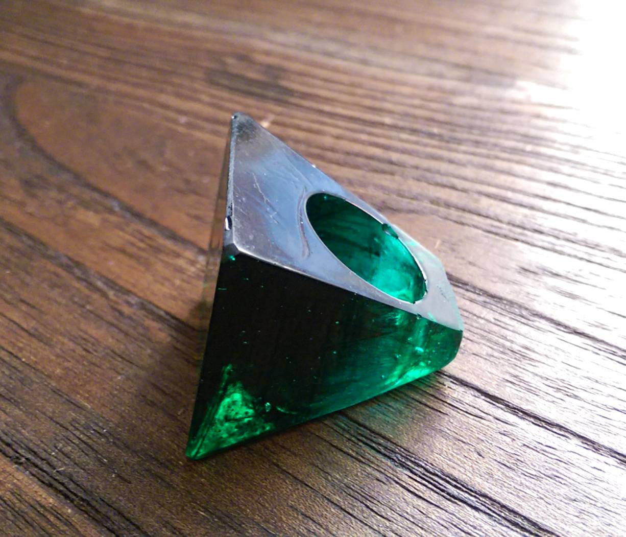 Statement Square Resin Ring, Handmade Size 7 US N AU Dark Green Emerald Ring