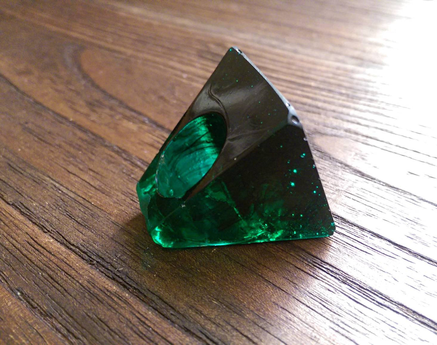 Statement Square Resin Ring, Handmade Size 7 US N AU Dark Green Emerald Ring