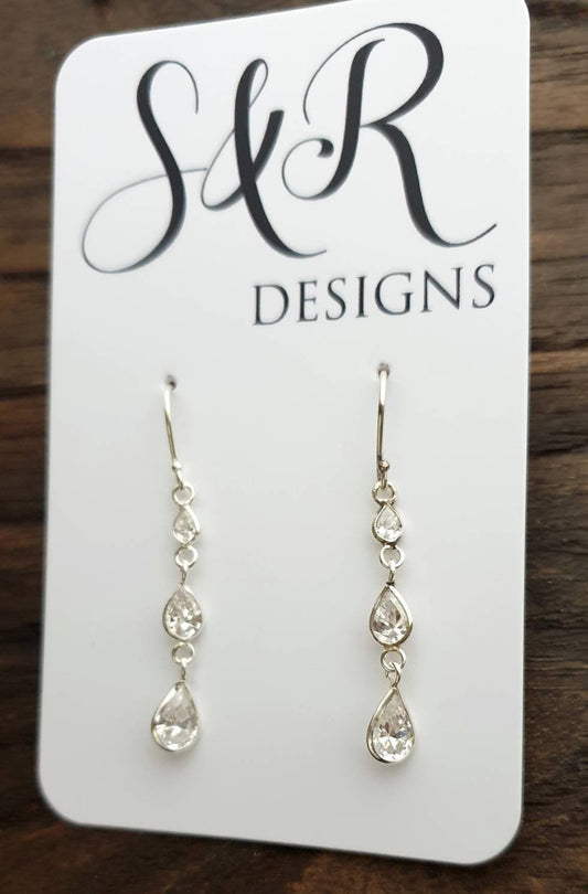 Sterling Silver Cubic Zirconia Teardrop Earrings