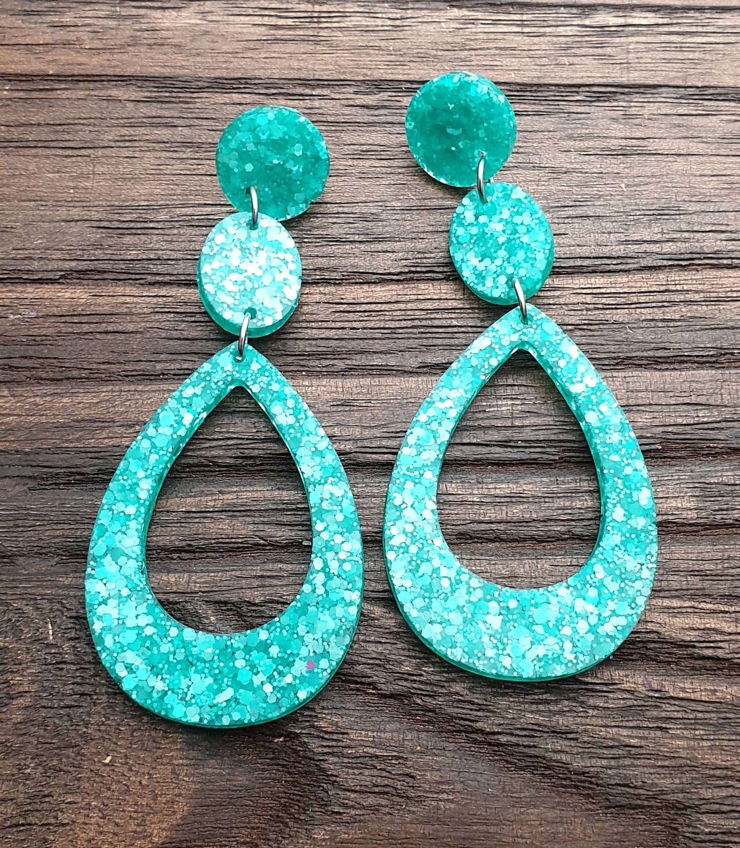 Teardrop Extra Long Dangle Earrings, Mint Green Resin Dangle Statement Earrings