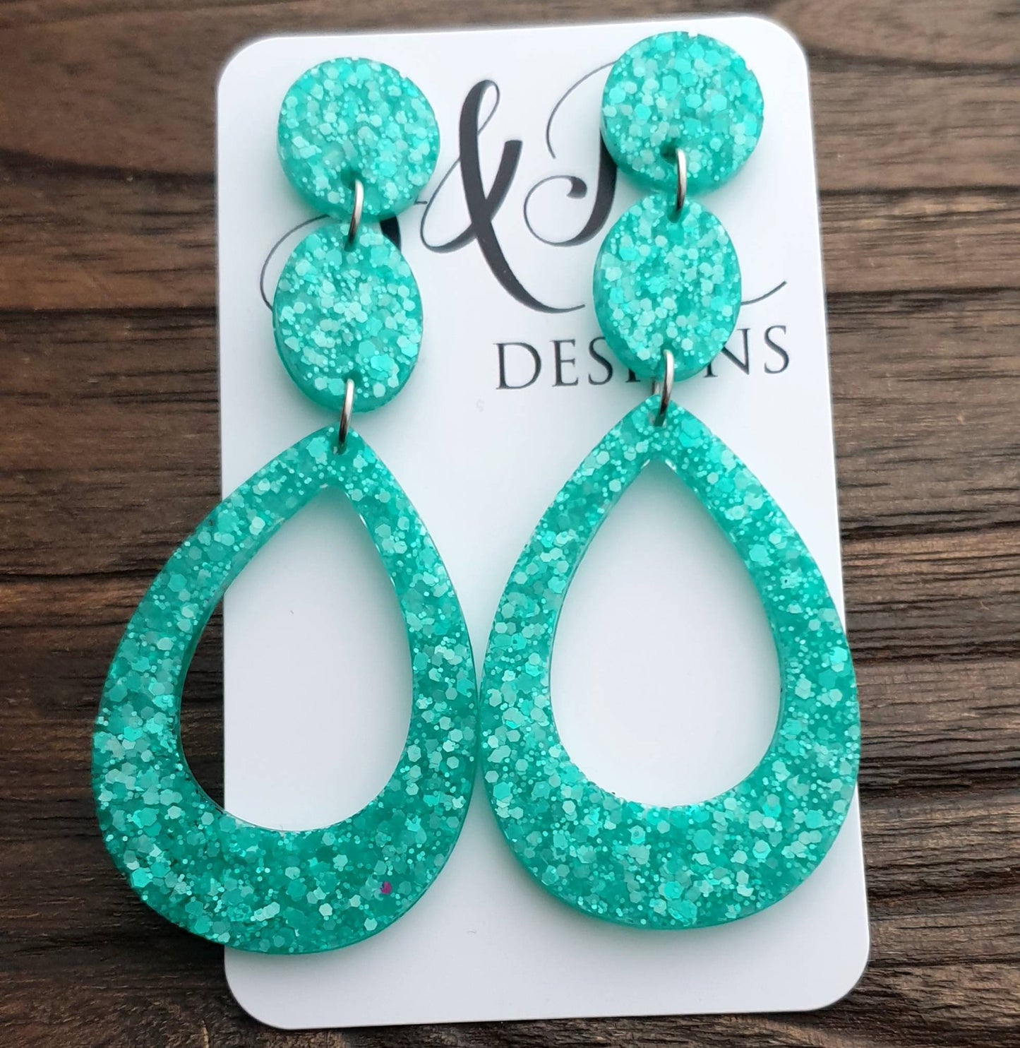 Teardrop Extra Long Dangle Earrings, Mint Green Resin Dangle Statement Earrings