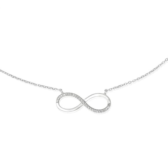 Sterling Silver Infinity Necklace with Cubic Zirconias.