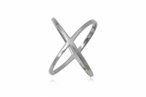 Sterling Silver 925 Cross Ring Rhodium Plated - Silver and Resin Designs