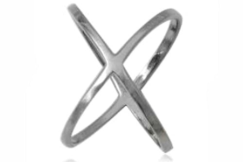 Sterling Silver 925 Cross Ring Rhodium Plated - Silver and Resin Designs