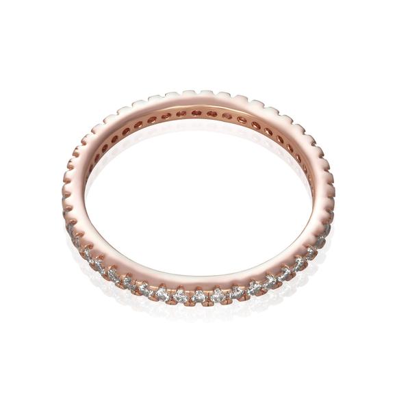 Sterling Silver Eternity Ring Cubic Zirconia Rose Gold Plated - Silver and Resin Designs